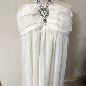 Brand new sleeve white dress wrap around neck short lgth